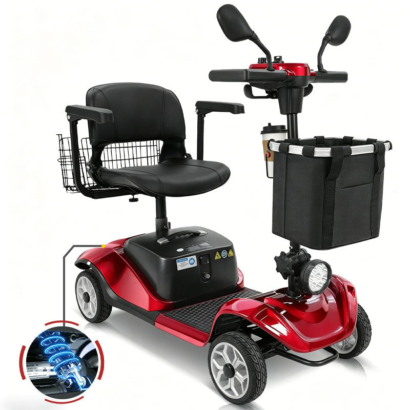 ECOMOBI M1 4-Wheel Foldable Mobility Scooter for Seniors – 15-Mile Range | 320 lbs Capacity