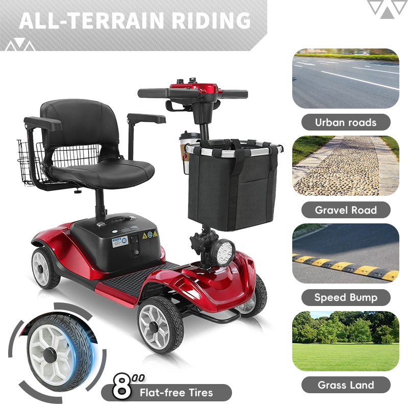 ECOMOBI M1 4-Wheel Foldable Mobility Scooter for Seniors – 15-Mile Range | 300 lbs Capacity