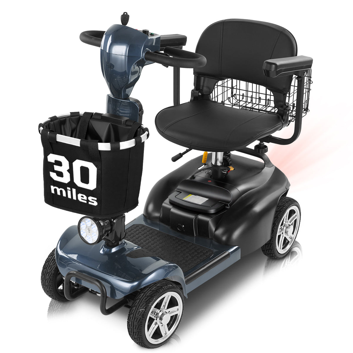 Mbxcooter 4 Wheel Mobility Scooter for Adults/Seniors,15-45 Miles Folding Electric Mobility Scooter,350W Electric Powered Wheelchair Device,Long Range Power Extended Battery,Dual Baskets