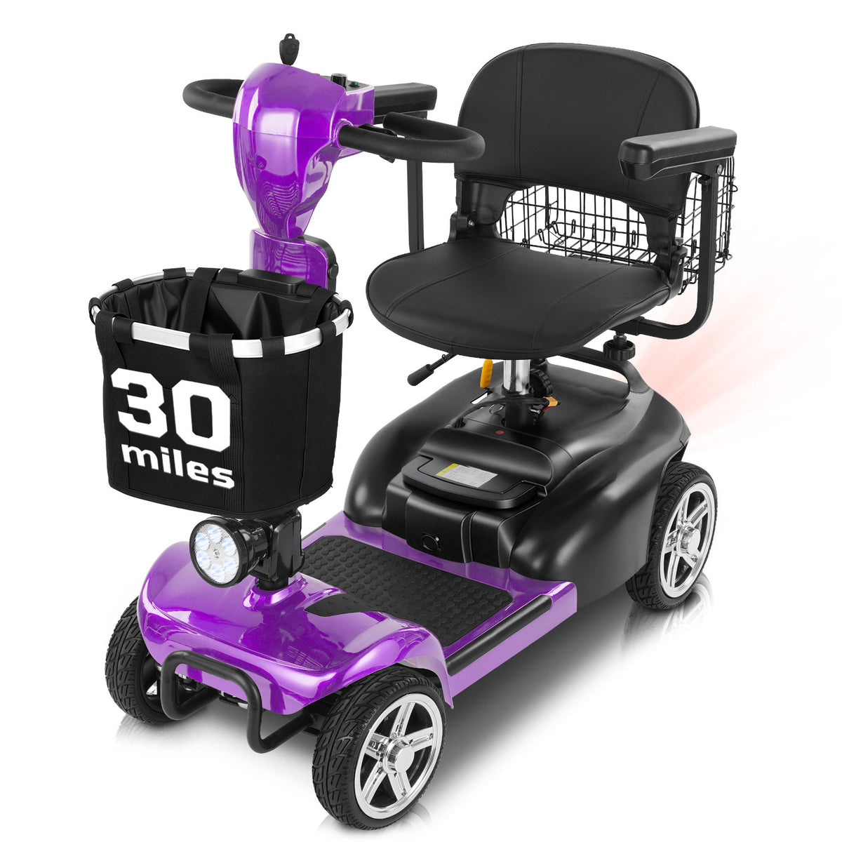 Mbxcooter 4 Wheel Mobility Scooter for Adults/Seniors,15-45 Miles Folding Electric Mobility Scooter,350W Electric Powered Wheelchair Device,Long Range Power Extended Battery,Dual Baskets