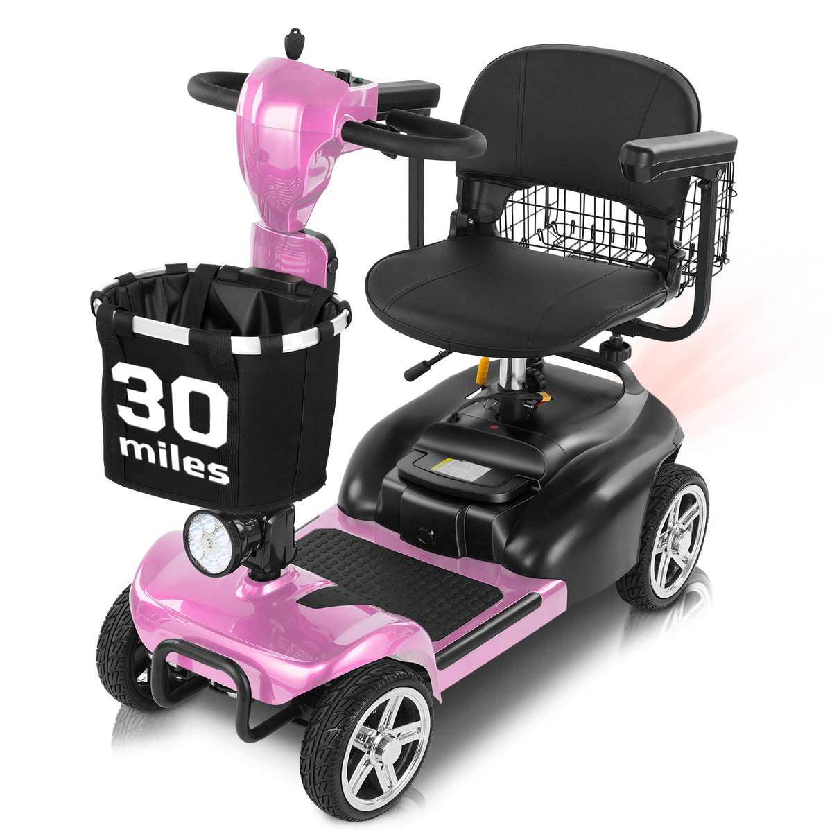 Mbxcooter 4 Wheel Mobility Scooter for Adults/Seniors,15-45 Miles Folding Electric Mobility Scooter,350W Electric Powered Wheelchair Device,Long Range Power Extended Battery,Dual Baskets