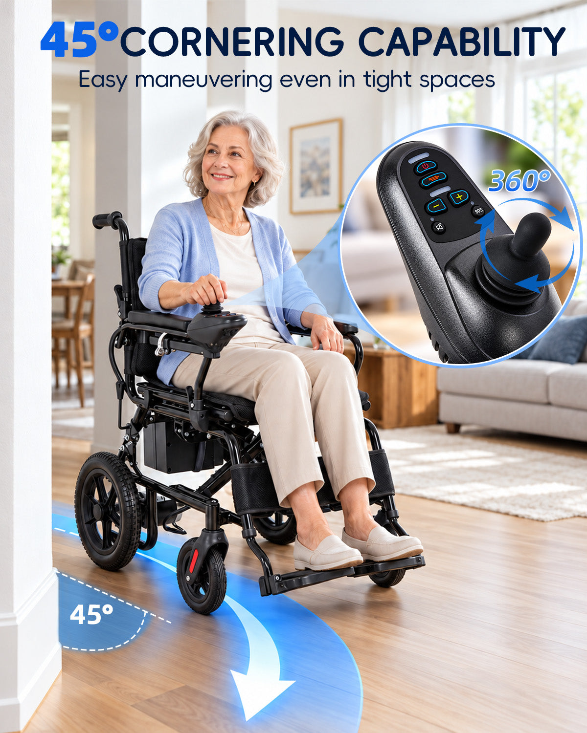 Ecomobi Electric Wheelchair for adults foldable 300 LBS weight capacity