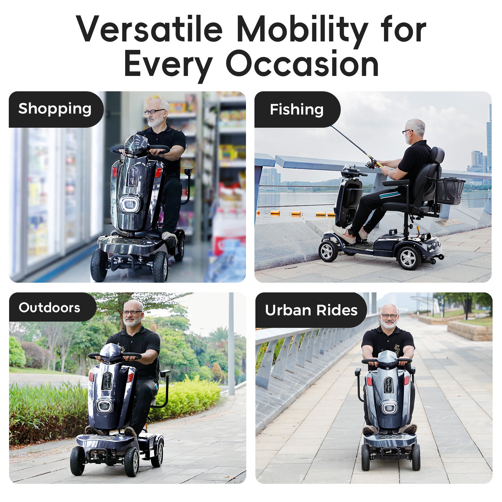 Ecomobi MS02 Plus Heavy Duty Mobility Scooter for Seniors & Adults, 400 Lbs Capacity, 16/26 Mile Range, 9 MPH, 500W Motor, All-Terrain Tires, SUV Friendly