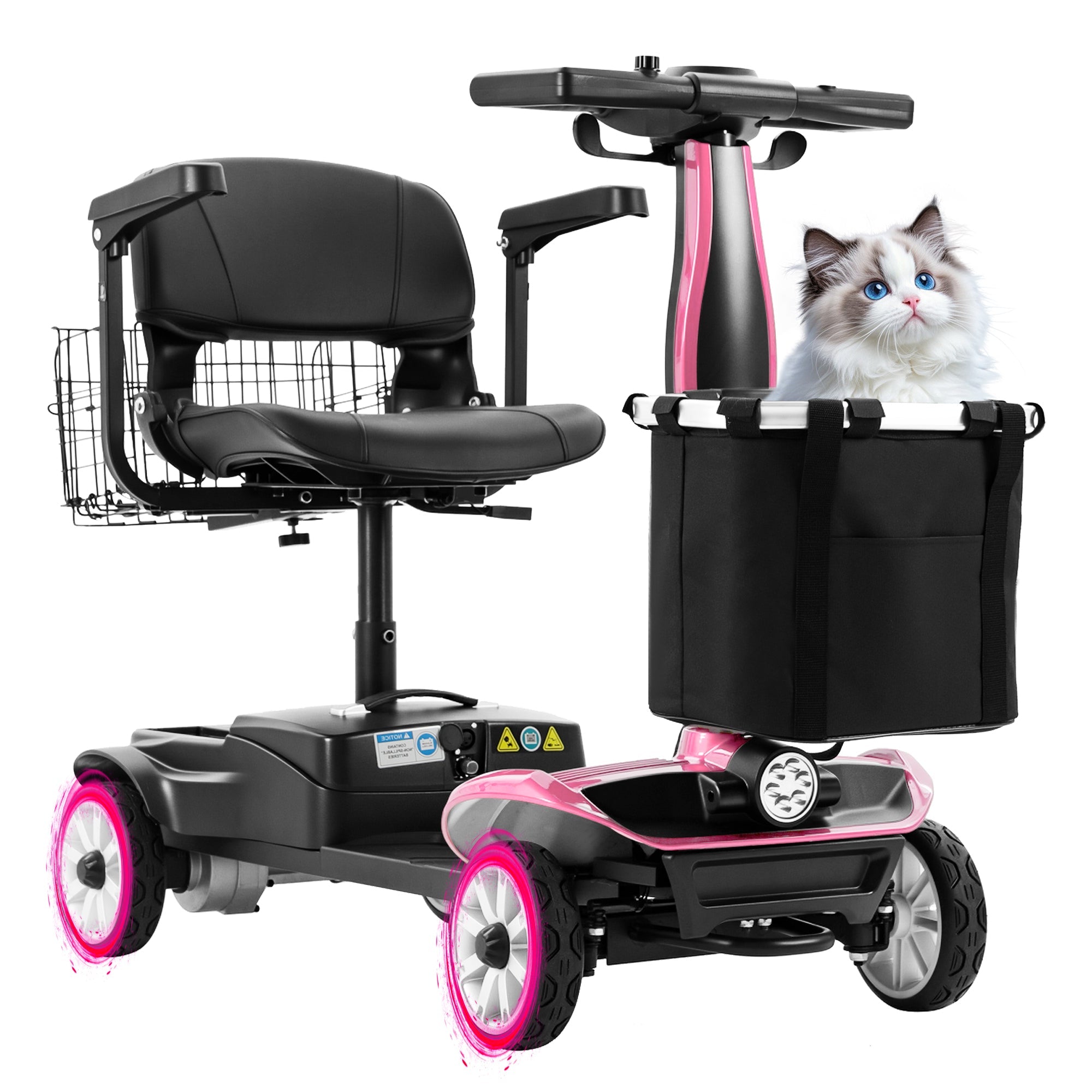 Ecomobi™ MS01 PRO 4-Wheel Foldable Mobility Scooter for Seniors – 15-Mile Range, 330 lbs Capacity, Lightweight & Travel Friendly