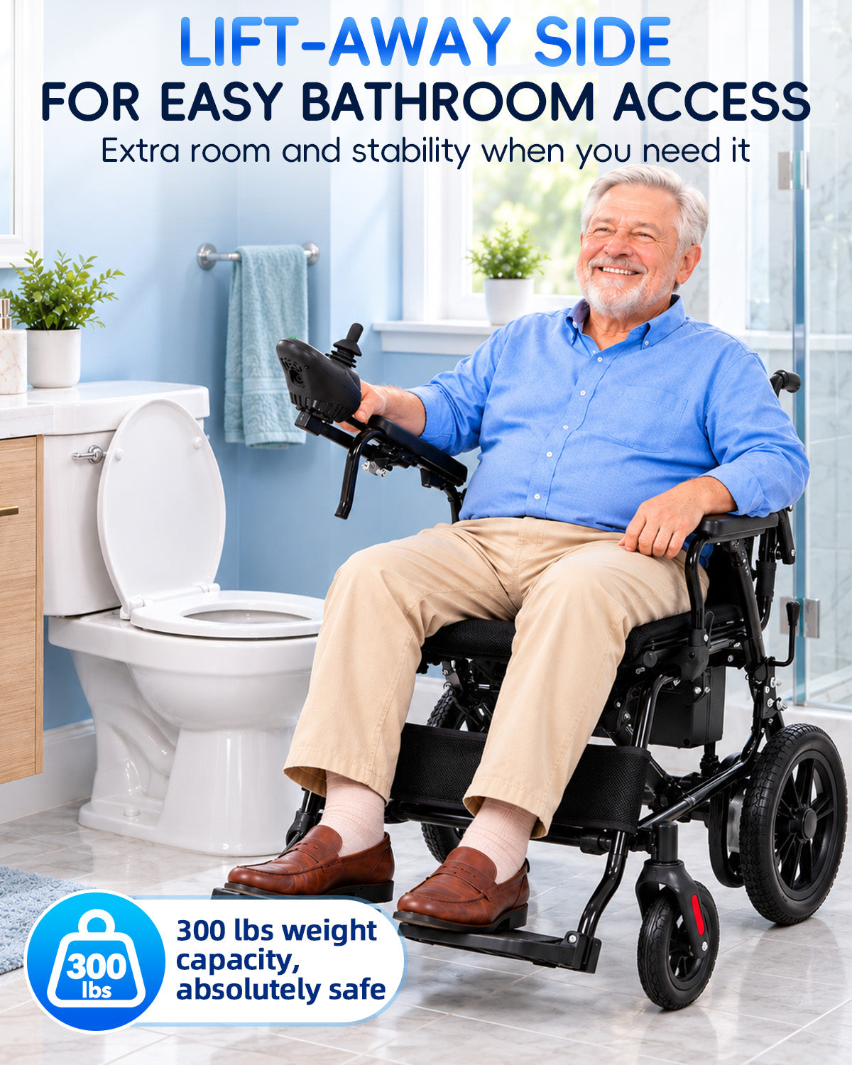 Ecomobi Electric Wheelchair for adults foldable 300 LBS weight capacity