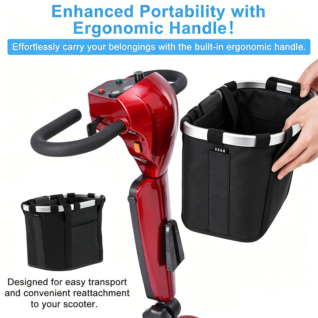ECOMOBI Front Basket for MS02 &MS02PRO &MS02MAX &MS02F &MS02-FUltra &MS01 &MS01F &M1 Mobility Scooters | 25LBS Capacity