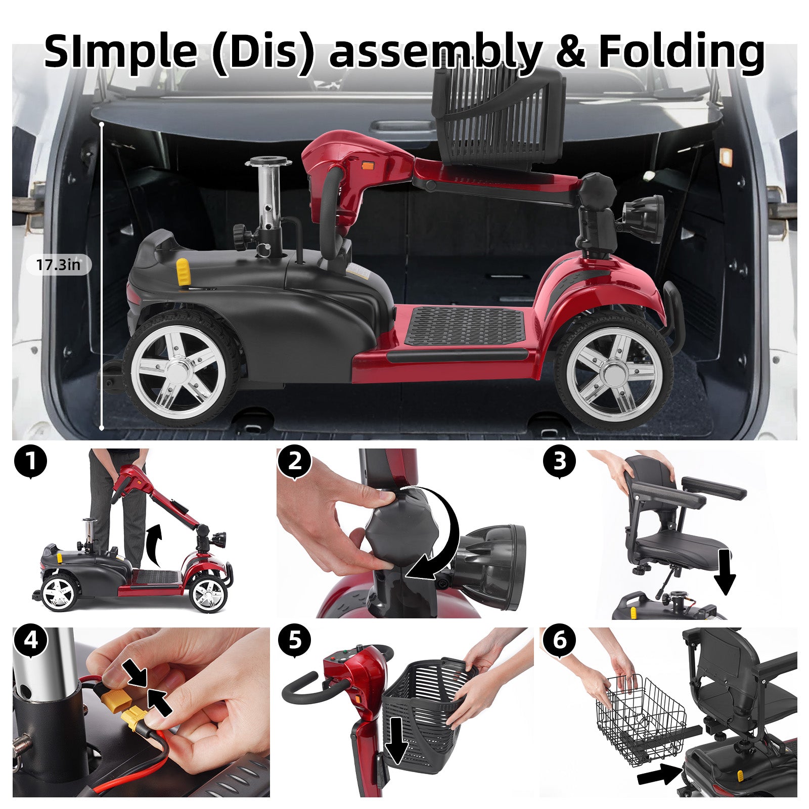 Ecomobi MS02 4-Wheel Mobility Scooter for Seniors β 30-Mile Range | 7 MPH Top Speed