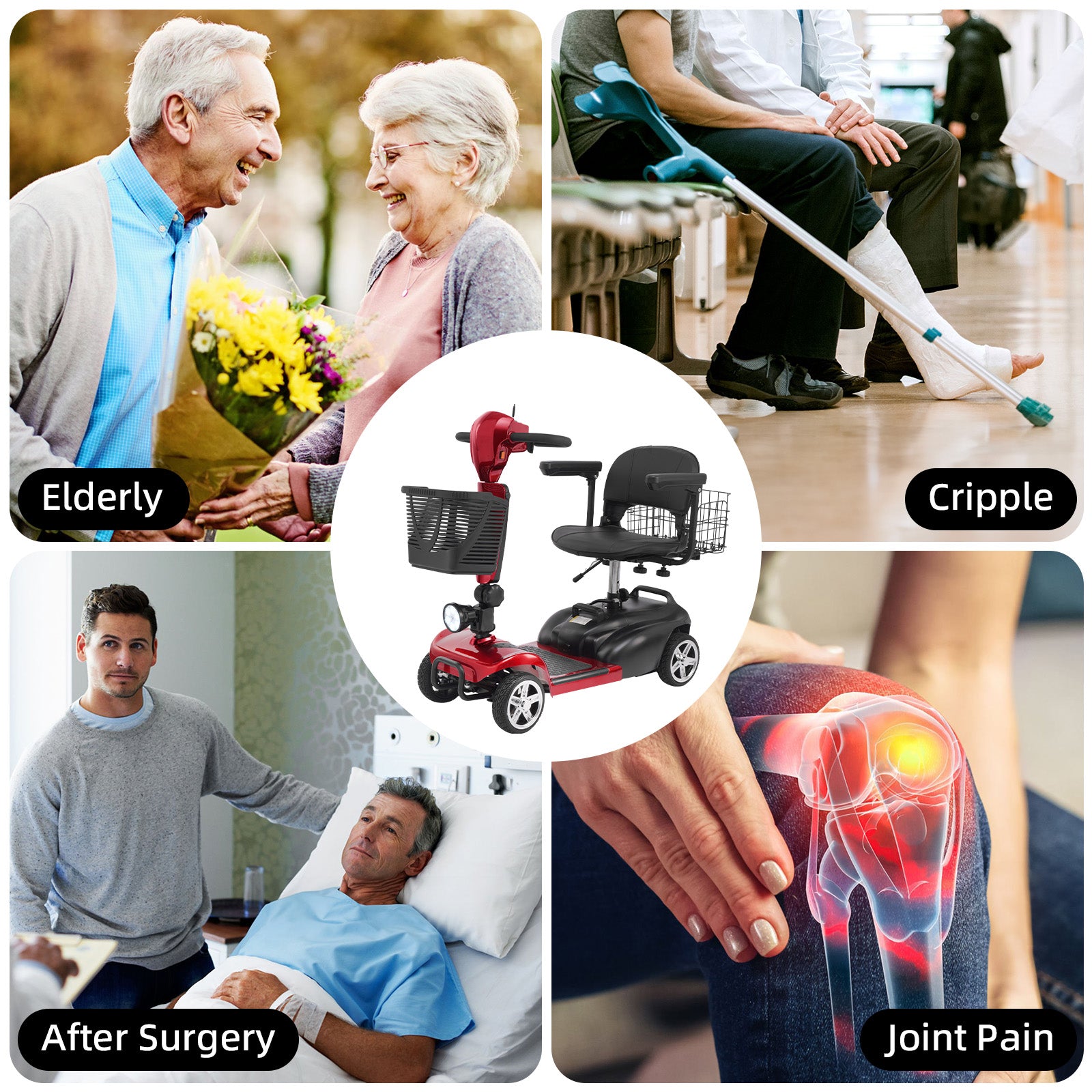 Ecomobi MS02 4-Wheel Mobility Scooter for Seniors β 30-Mile Range | 7 MPH Top Speed