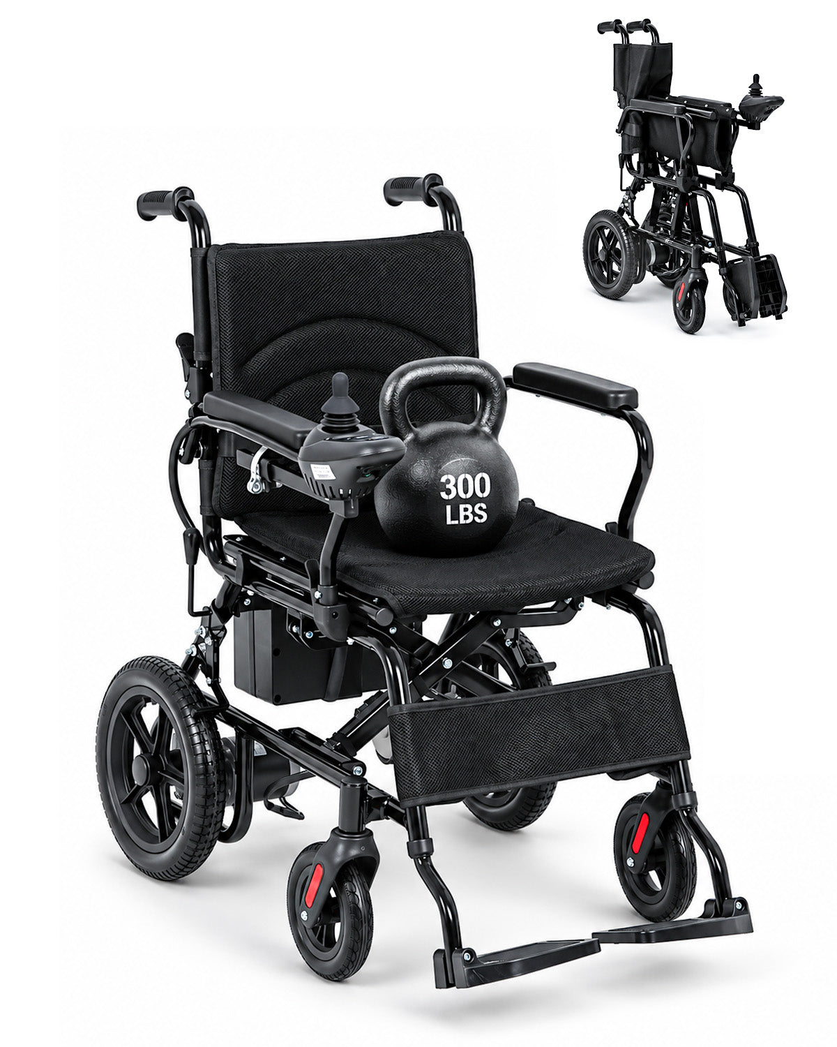Ecomobi Electric Wheelchair for adults foldable 300 LBS weight capacity