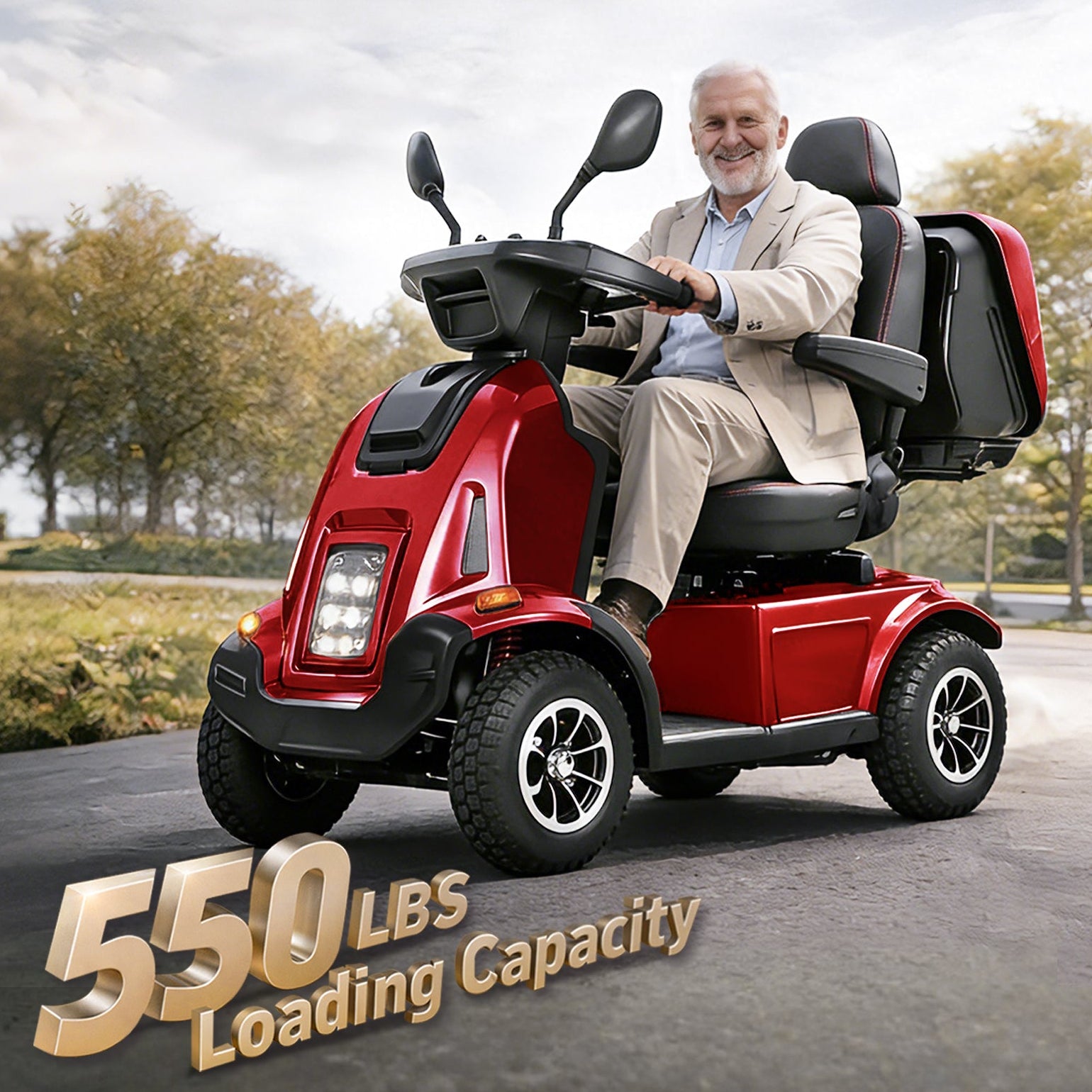 ECOMOBI MS03 MAX Heavy-Duty Mobility Scooter for Seniors – 32-Mile Range | 550 lbs Capacity