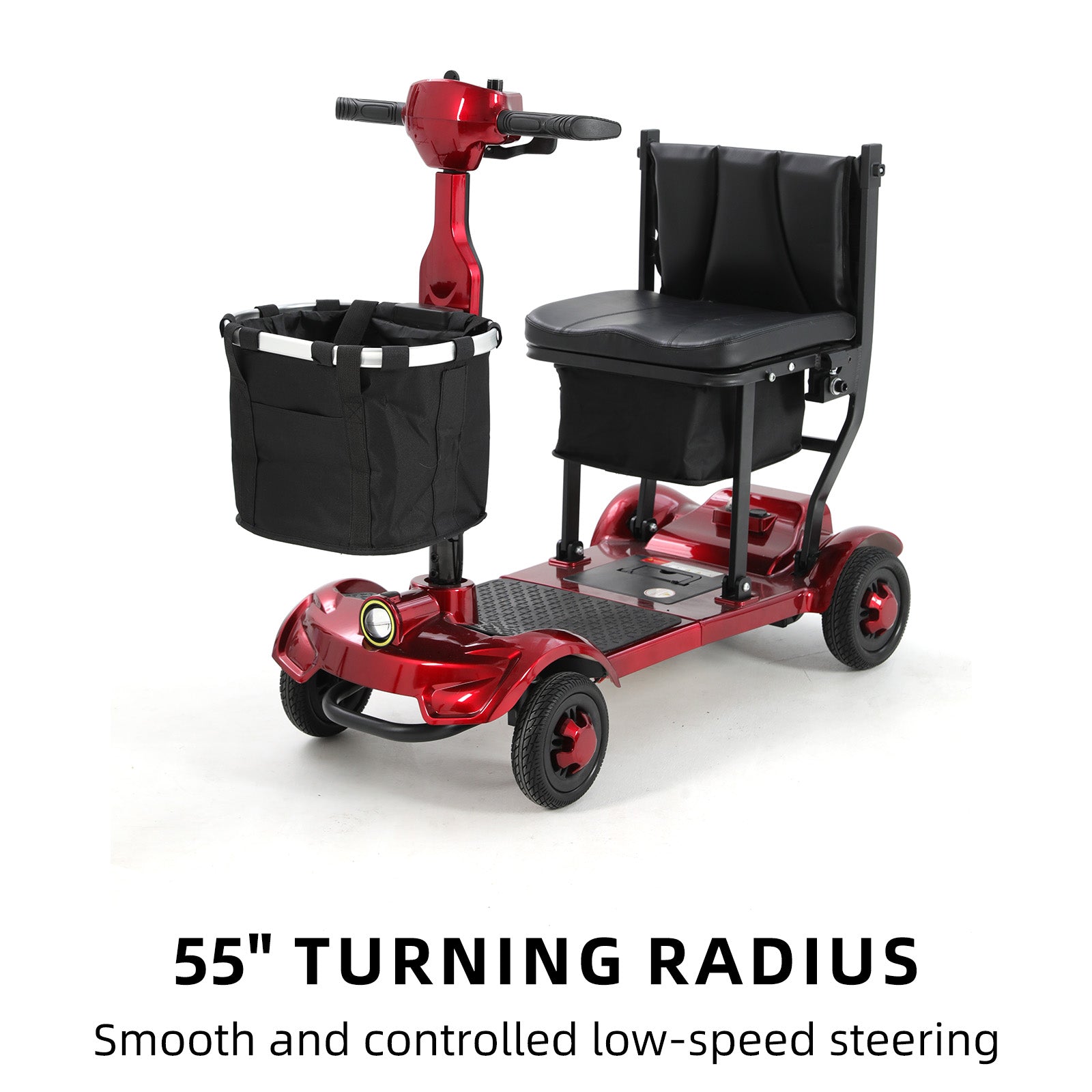 Ecomobi MS01 F Lightweight Mobility Scooter, 41 lbs, 12/24 Mile Range, 300 lbs Capacity, LED Light & Triple Storage