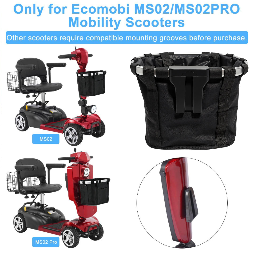 ECOMOBI Front Basket for MS02 &MS02PRO &MS02MAX &MS02F &MS02-FUltra &MS01 &MS01F &M1 Mobility Scooters | 25LBS Capacity