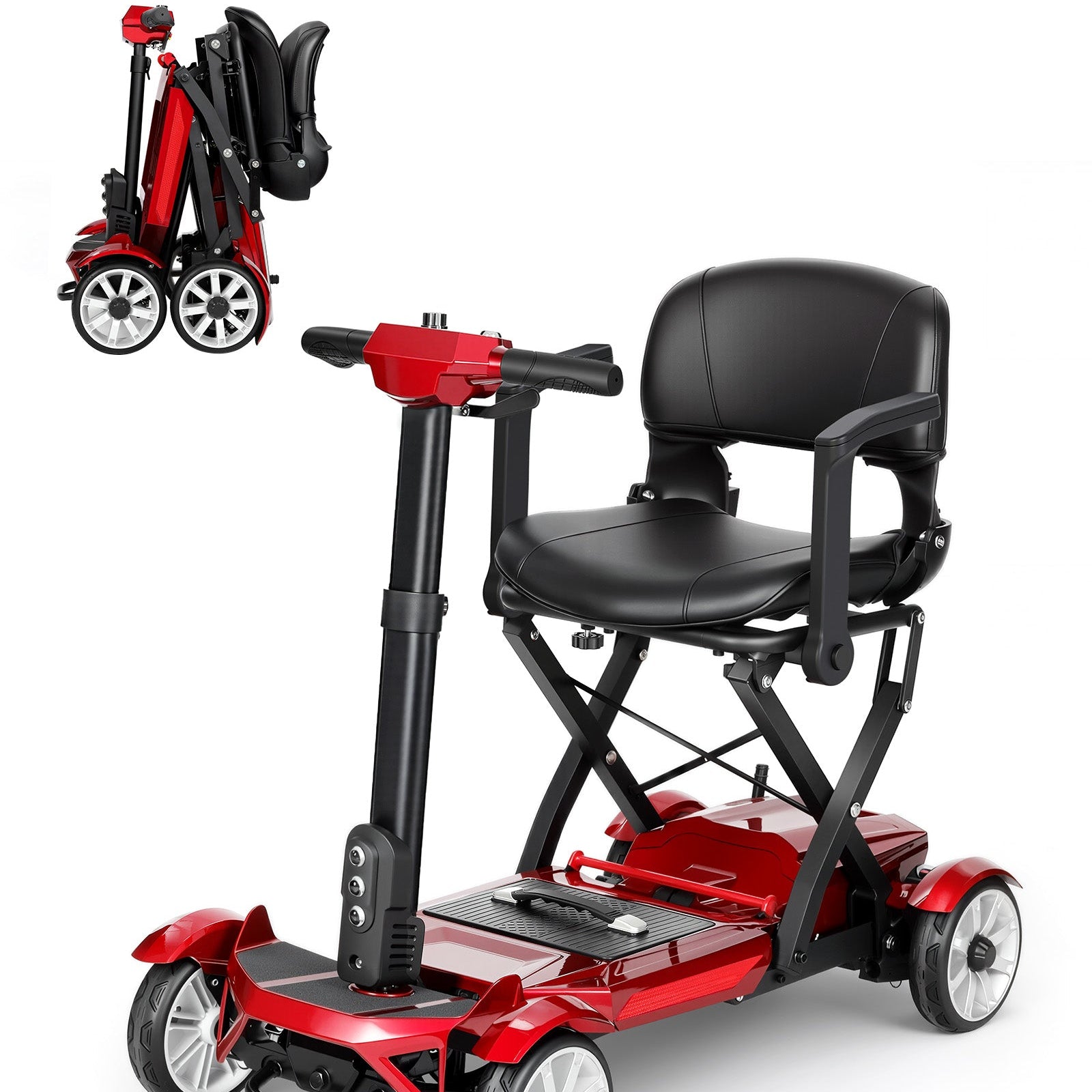 ECOMOBI M4 4-Wheel Manual Foldable Mobility Scooter for Seniors – Ultra-Compact & Portable, Up to15-20 Mi Range