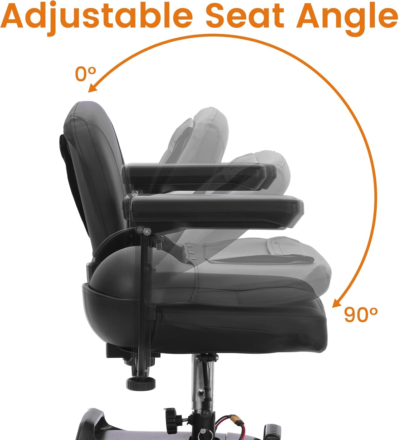 Ecomobi Mobility Scooter Replacement Seat - for MS02/MS02PRO Models, Foldable for Portability and Waterproof, 8 cm Thick Cushion for Comfort