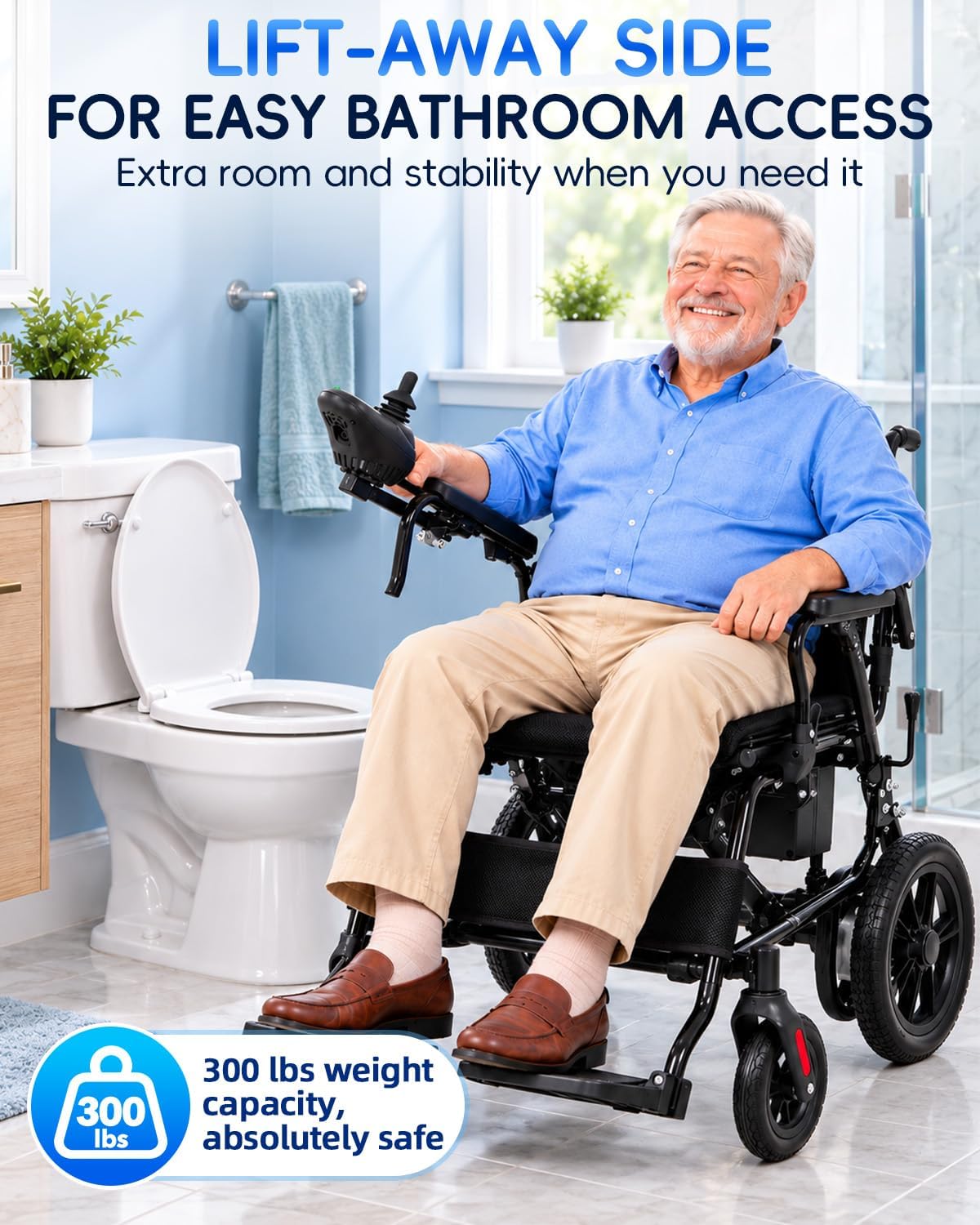 Ecomobi Electric Wheelchair with Walking Cane 300 LBS Weight Capacity