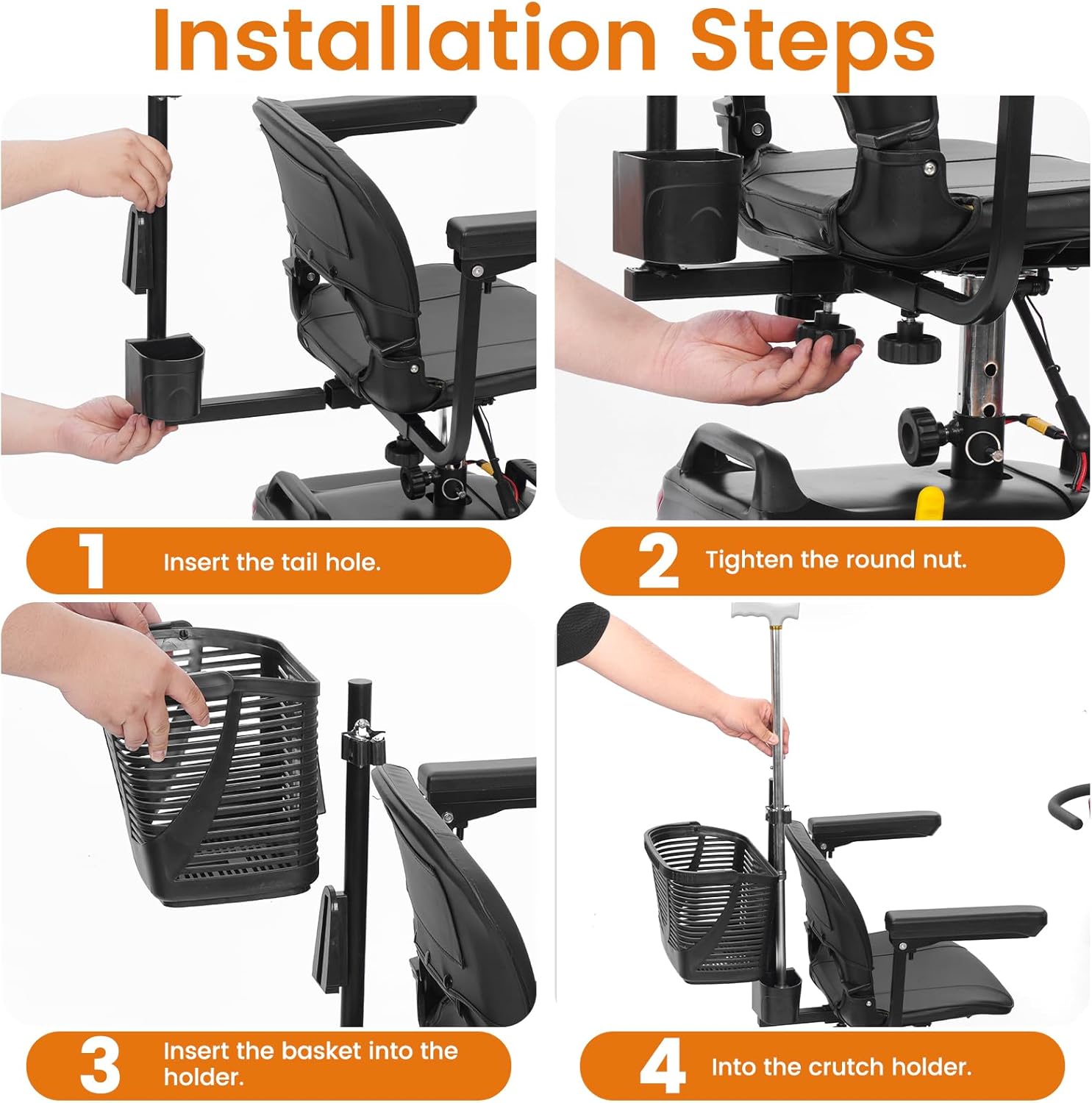 Ecomobi Mobility Scooter Crutch & Cane Holder – Fits MS02 & MS02 PRO Models