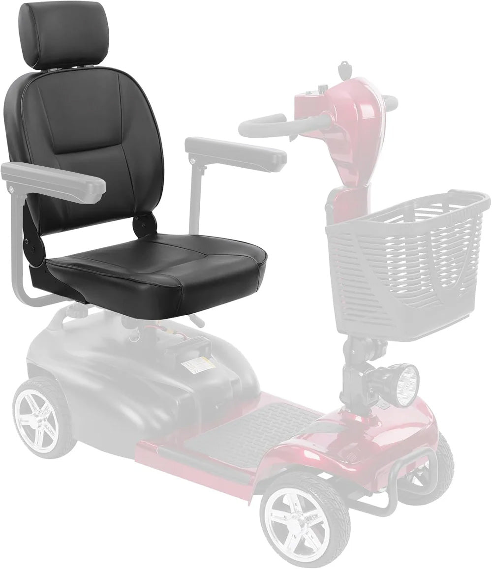 Ecomobi™ High Back Mobility Scooter Seat - Ergonomic Adjustable Headrest, 10cm Cushion, Foldable for Easy Transportation, Fits MS02/MS02 Pro Mobility Scooters.