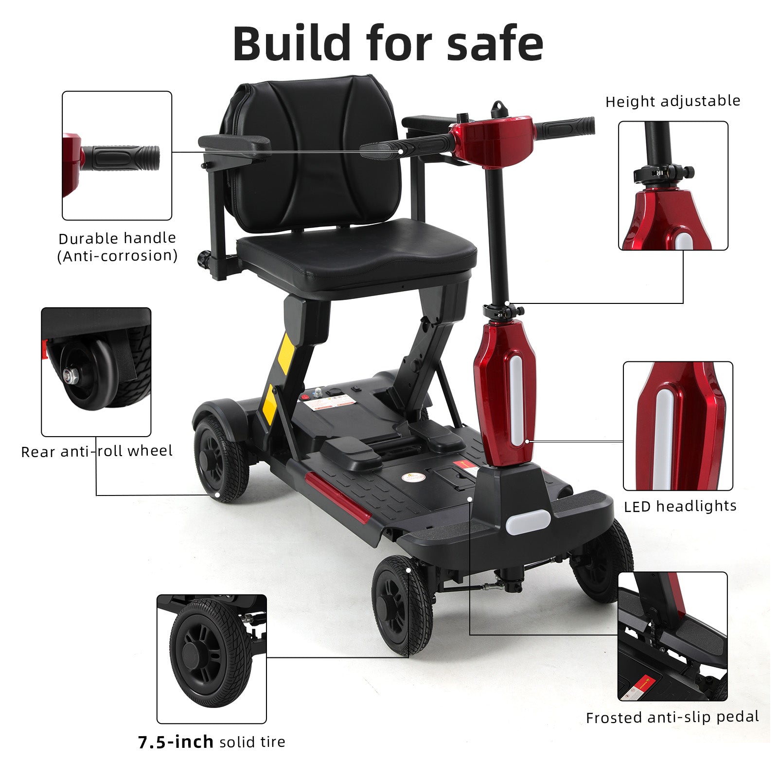 Ecomobi™ MS02-F Ultra Automatic Folding Mobility Scooter for Seniors – 15-Mile Range | 330 lbs Capacity | Airline Approved