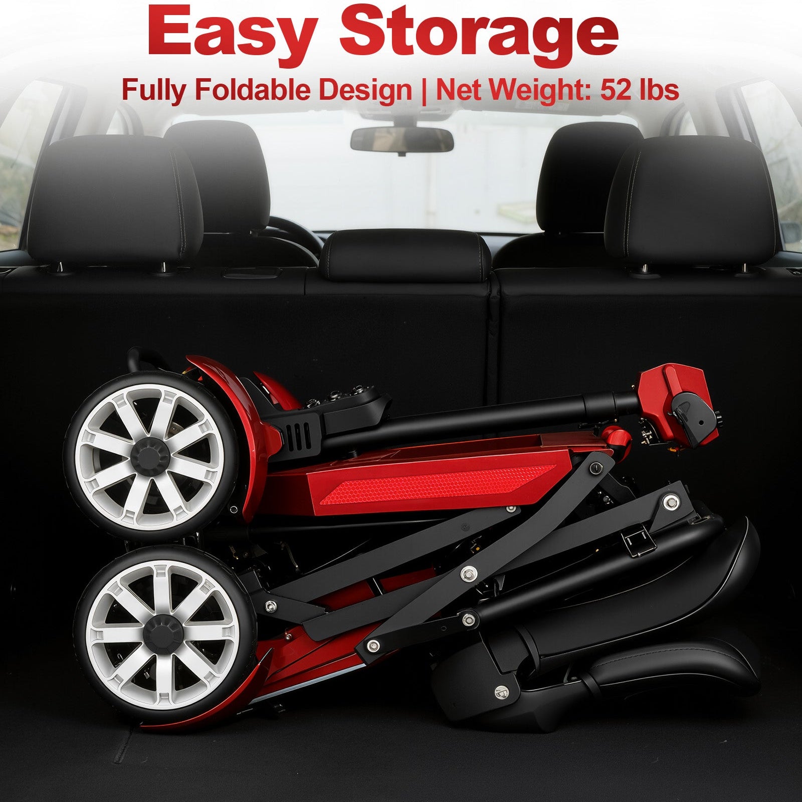 ECOMOBI M4 4-Wheel Manual Foldable Mobility Scooter for Seniors – Ultra-Compact & Portable, Up to15-20 Mi Range