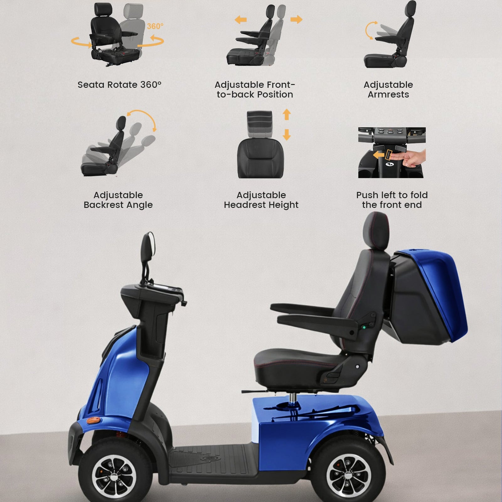 ECOMOBI MS03 MAX Heavy-Duty Mobility Scooter for Seniors – 32-Mile Range | 550 lbs Capacity