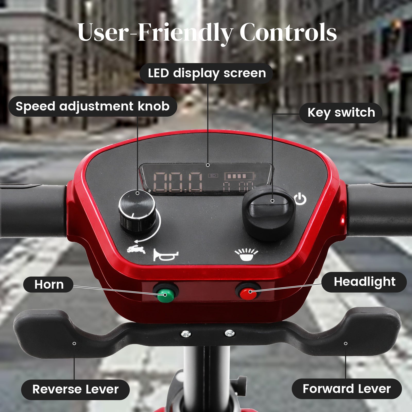 Ecomobi MS02-F Foldable Mobility Scooter for Adults – 15-Mile Range, 330lbs Capacity, Airline Approved