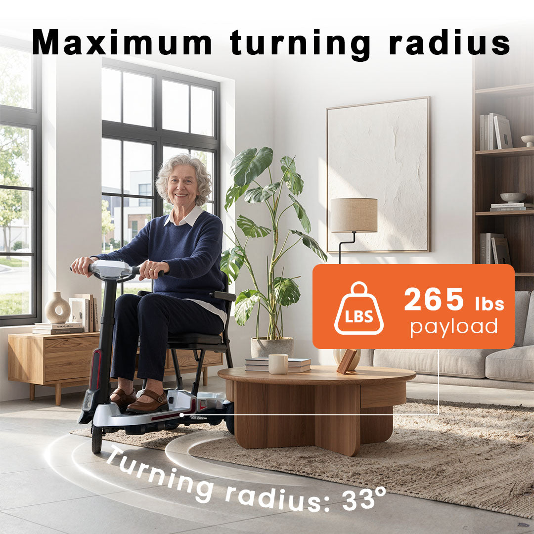 【Introducing the All-New】ECOMOBI M3 Lightweight Foldable Mobility Scooter for Seniors – 30 lbs, 33" Turning Radius, 20/32-Mile Range