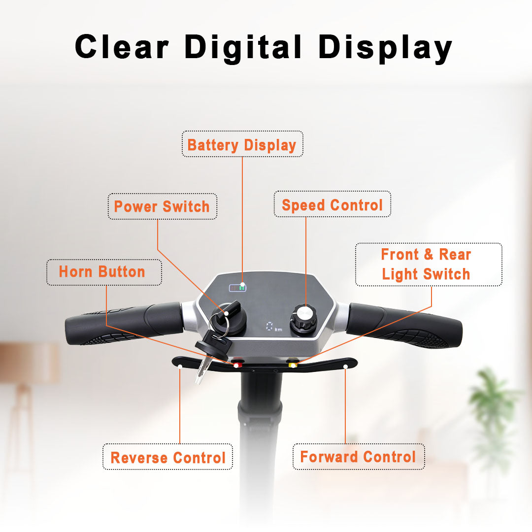 Ecomobi M3 30 lbs Lightweight Foldable Mobility Scooter for Seniors – Up to 32-Mile Long Range