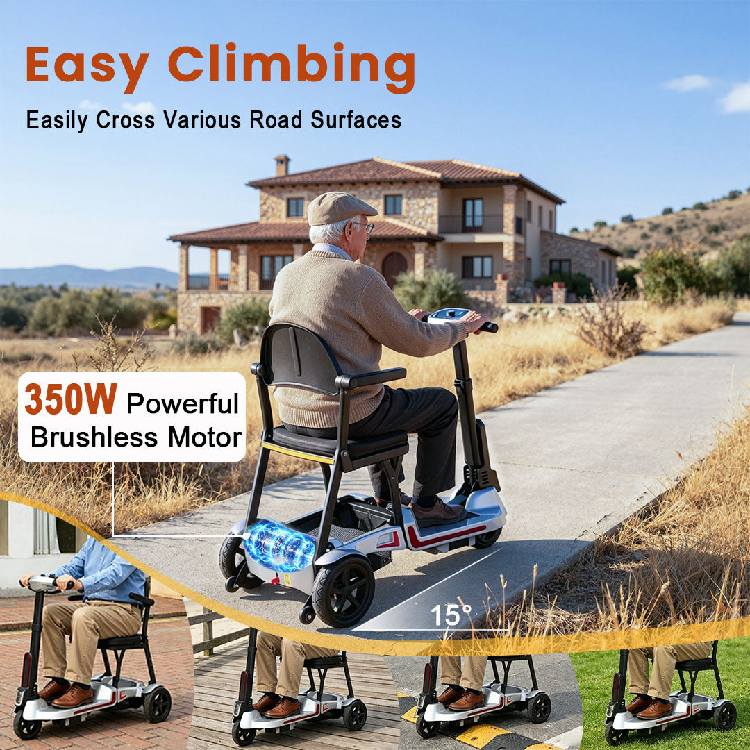 【Introducing the All-New】ECOMOBI M3 Lightweight Foldable Mobility Scooter for Seniors – 30 lbs, 33" Turning Radius, 20/32-Mile Range