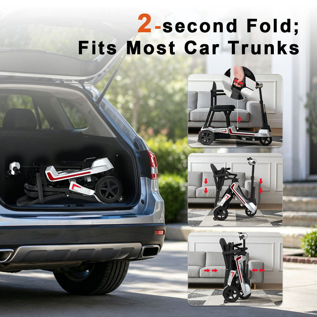 【Introducing the All-New】ECOMOBI M3 Lightweight Foldable Mobility Scooter for Seniors – 30 lbs, 33" Turning Radius, 20/32-Mile Range