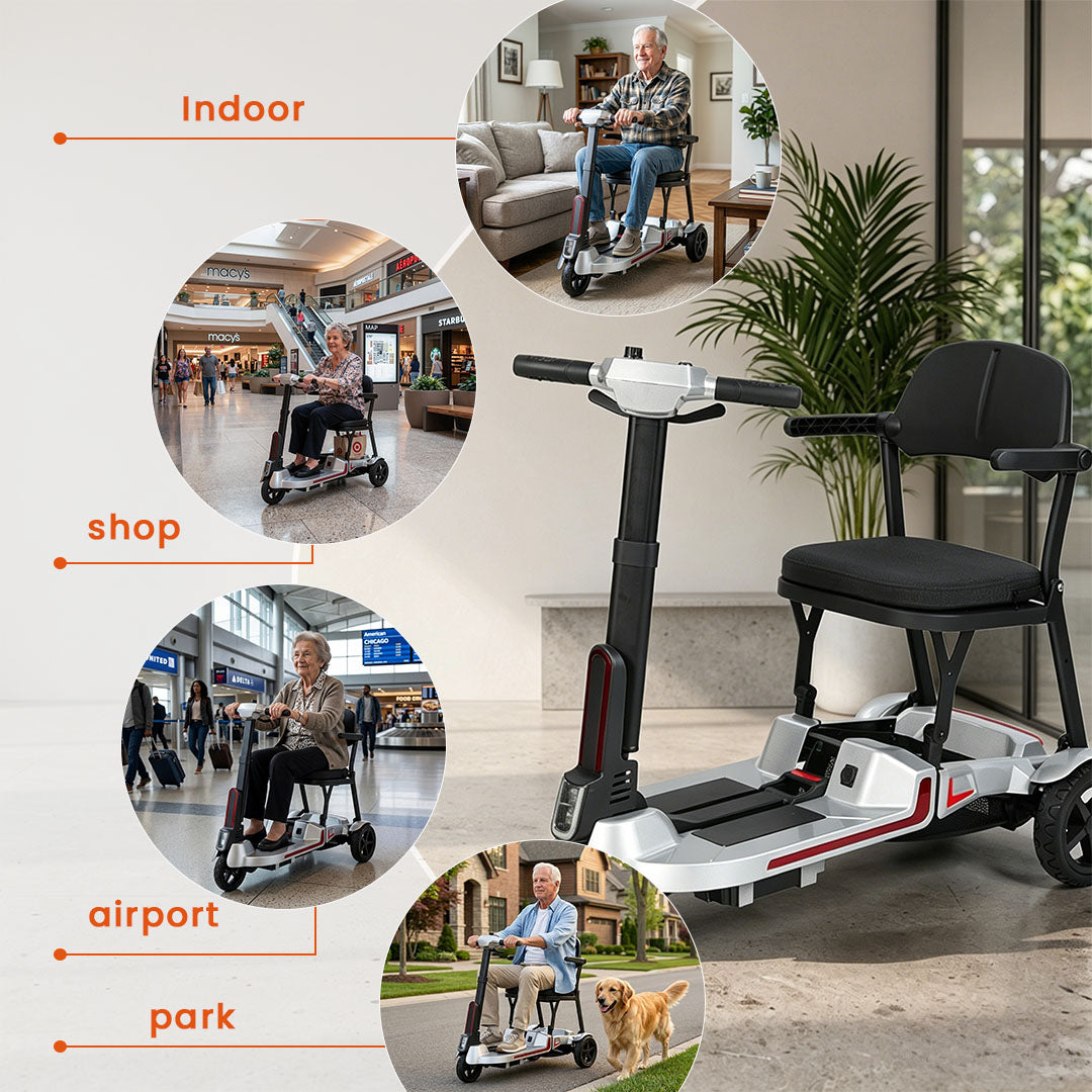 【Introducing the All-New】ECOMOBI M3 Lightweight Foldable Mobility Scooter for Seniors – 30 lbs, 33" Turning Radius, 20/32-Mile Range