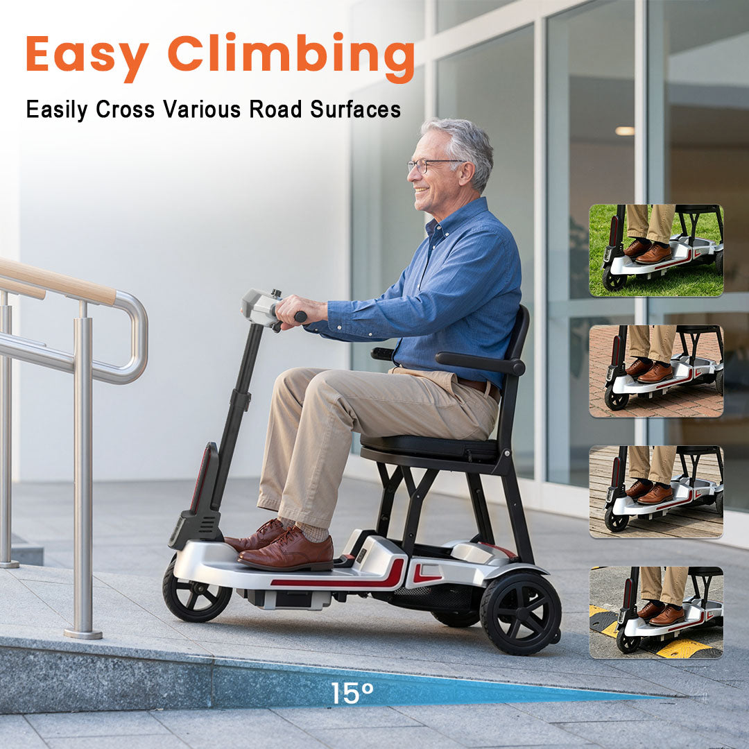 【Introducing the All-New】ECOMOBI M3 Lightweight Foldable Mobility Scooter for Seniors – 30 lbs, 33" Turning Radius, 20/32-Mile Range