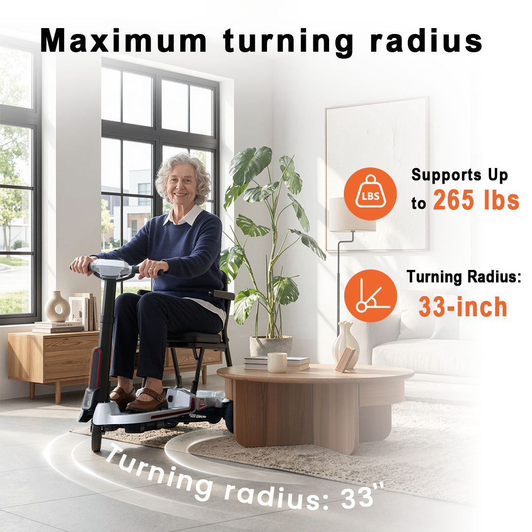 Ecomobi M3 30 lbs Lightweight Foldable Mobility Scooter for Seniors – Up to 32-Mile Long Range