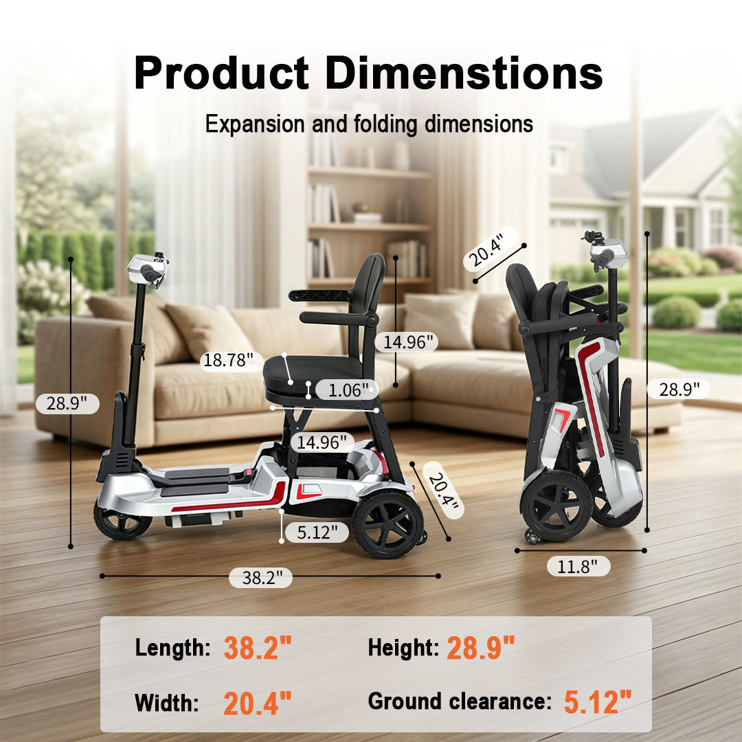 Ecomobi M3 30 lbs Lightweight Foldable Mobility Scooter for Seniors – Up to 32-Mile Long Range