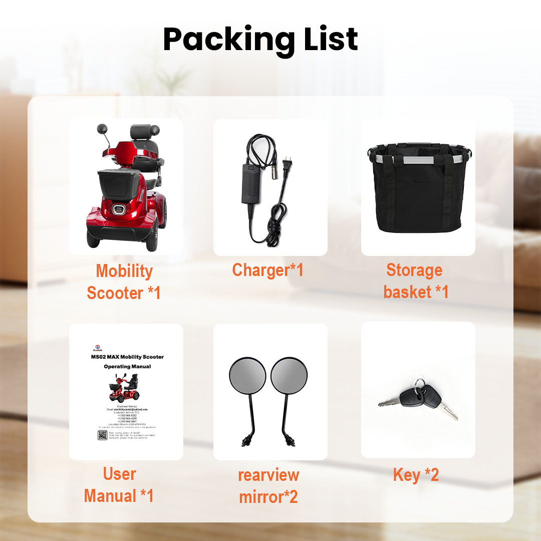 ECOMOBI MS02 MAX Heavy-Duty Mobility Scooter for Seniors – 32-Mile Range | 500 lbs Capacity