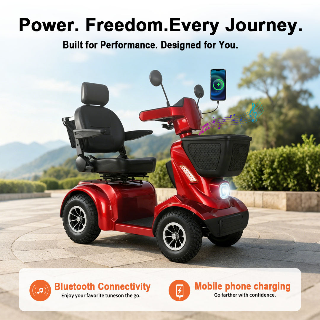 ECOMOBI MS02 MAX Heavy-Duty Mobility Scooter for Seniors – 32-Mile Range | 500 lbs Capacity