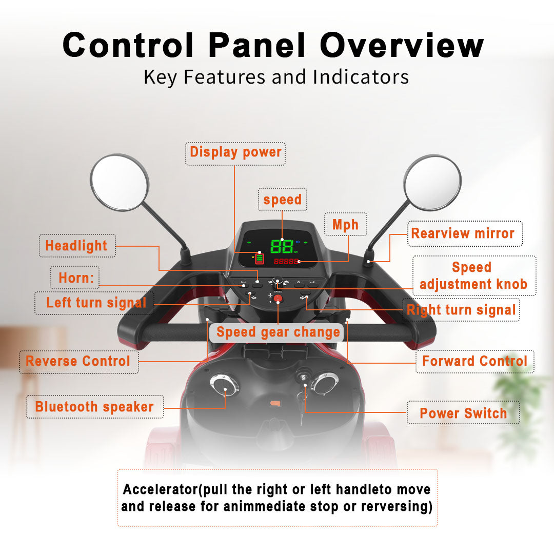 ECOMOBI MS02 MAX Heavy-Duty Mobility Scooter for Seniors – 32-Mile Range | 500 lbs Capacity