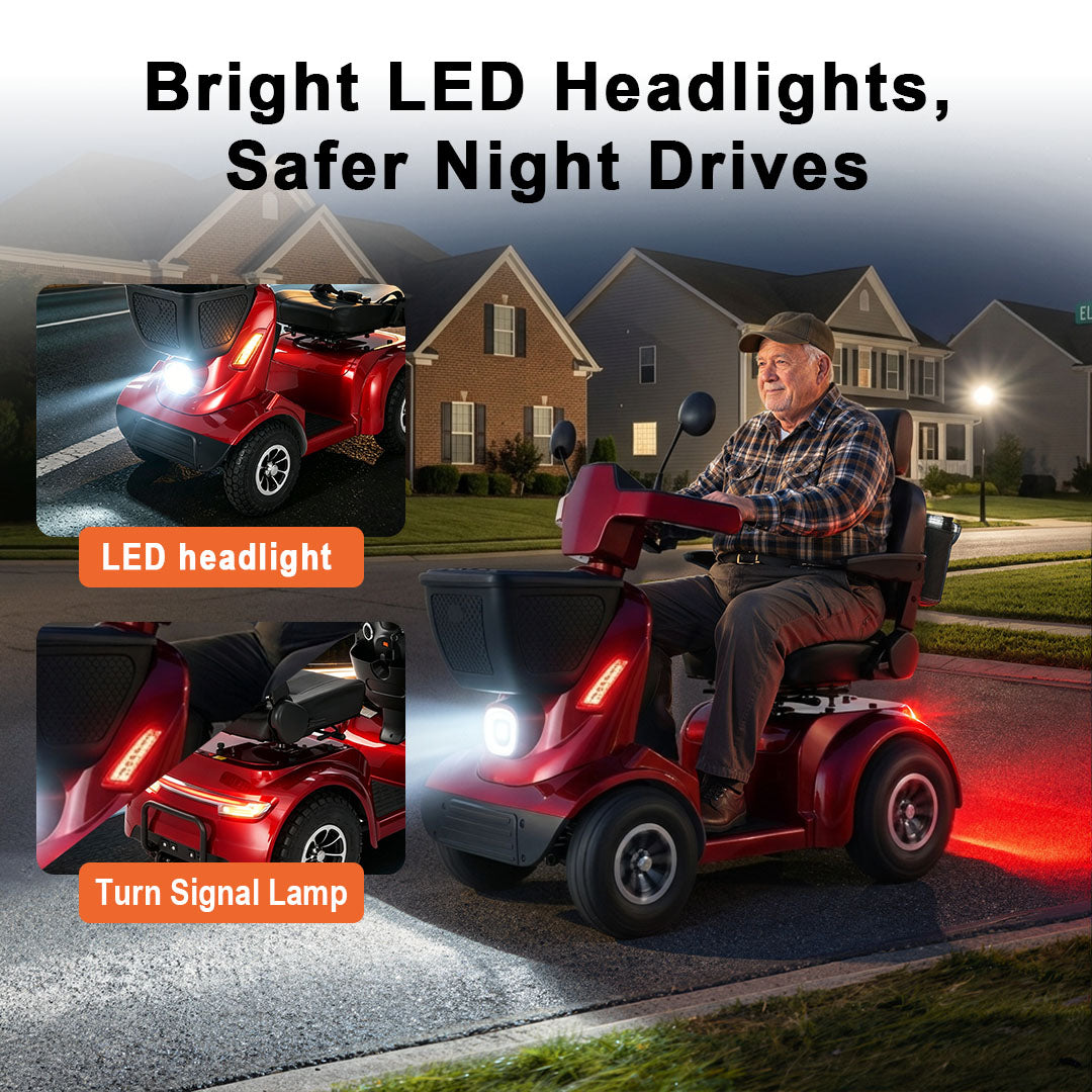 ECOMOBI MS02 MAX Heavy-Duty Mobility Scooter for Seniors – 32-Mile Range | 500 lbs Capacity
