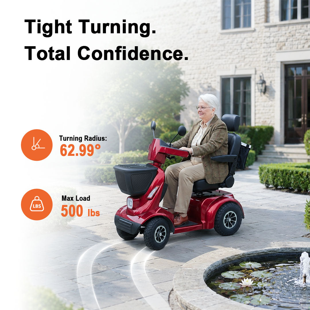 ECOMOBI MS02 MAX Heavy-Duty Mobility Scooter for Seniors – 32-Mile Range | 500 lbs Capacity