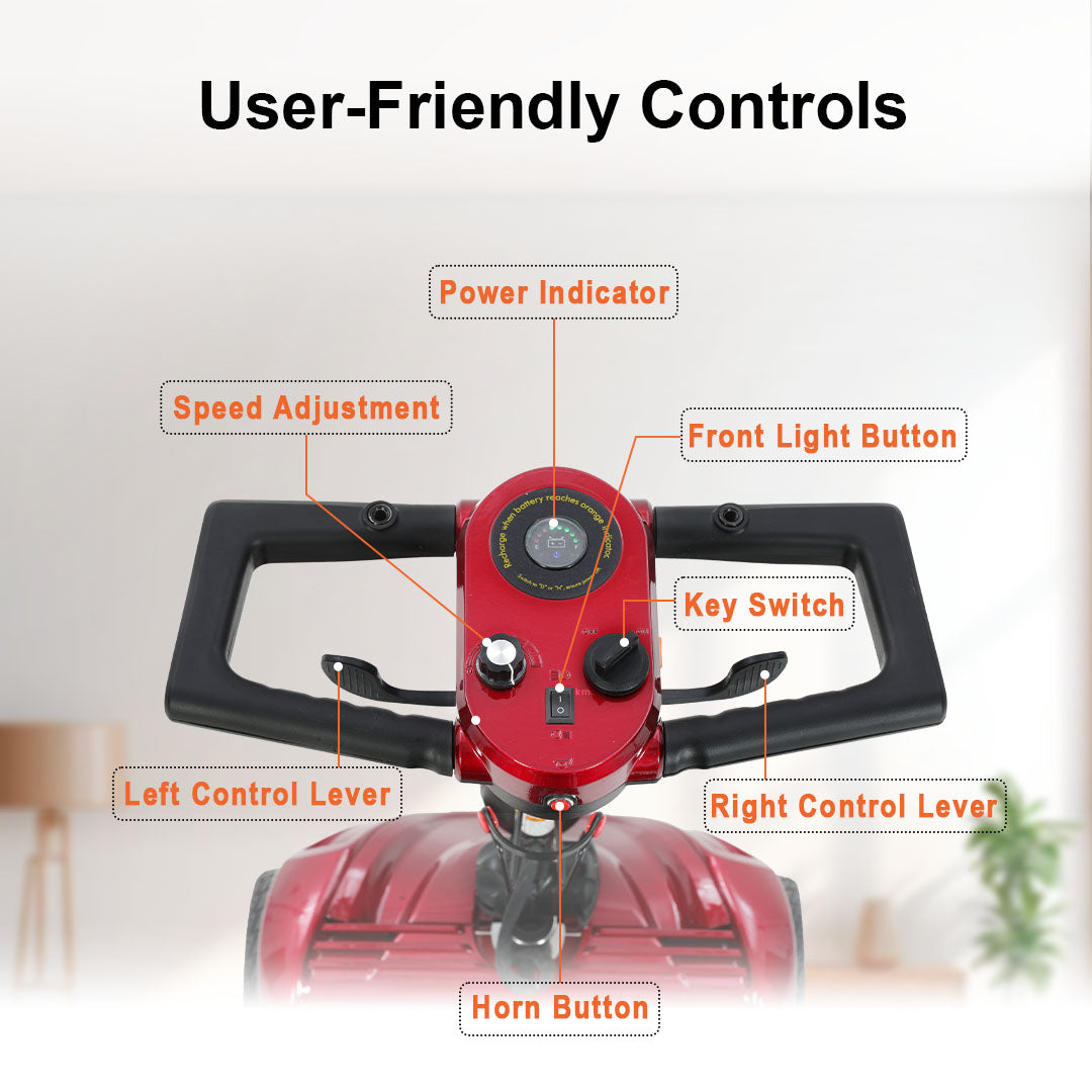 ECOMOBI M1 4-Wheel Foldable Mobility Scooter for Seniors – 15-Mile Range | 320 lbs Capacity