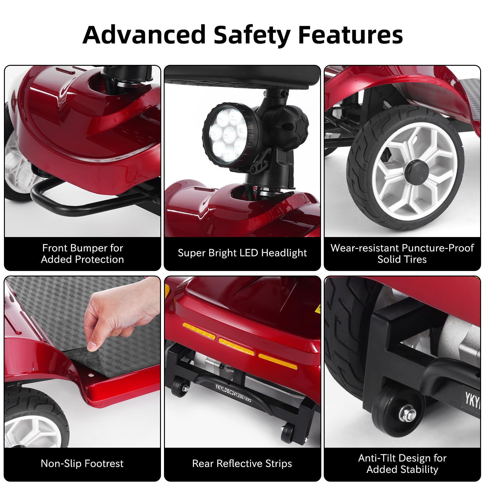 Ecomobi MS01 4-Wheel Foldable Mobility Scooter for Seniors – 15-Mile Range | 300 lbs Capacity