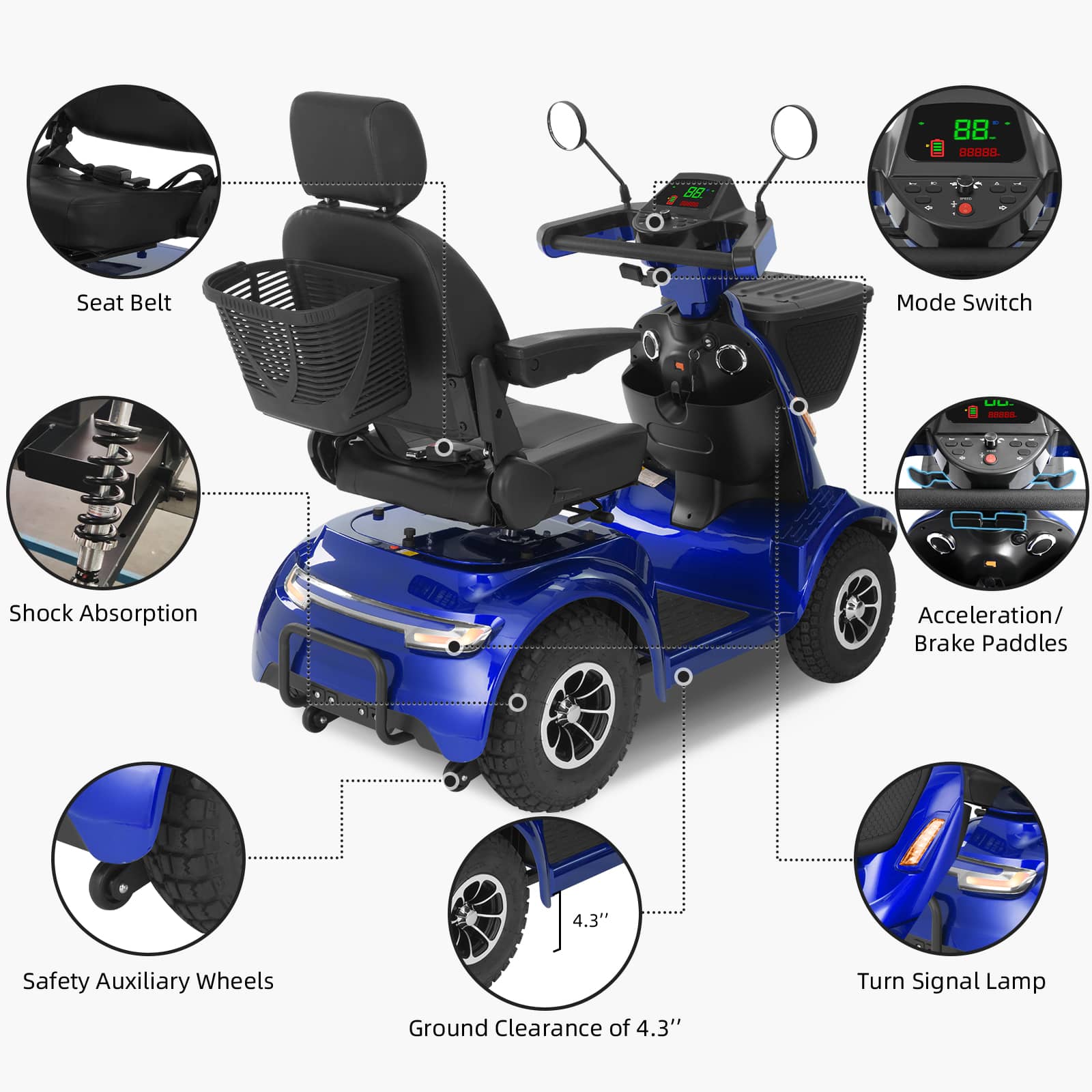 (Used Scooter – 90% New)-MS02 MAX Blue-(Warehouse Pickup – Get $300 Off)