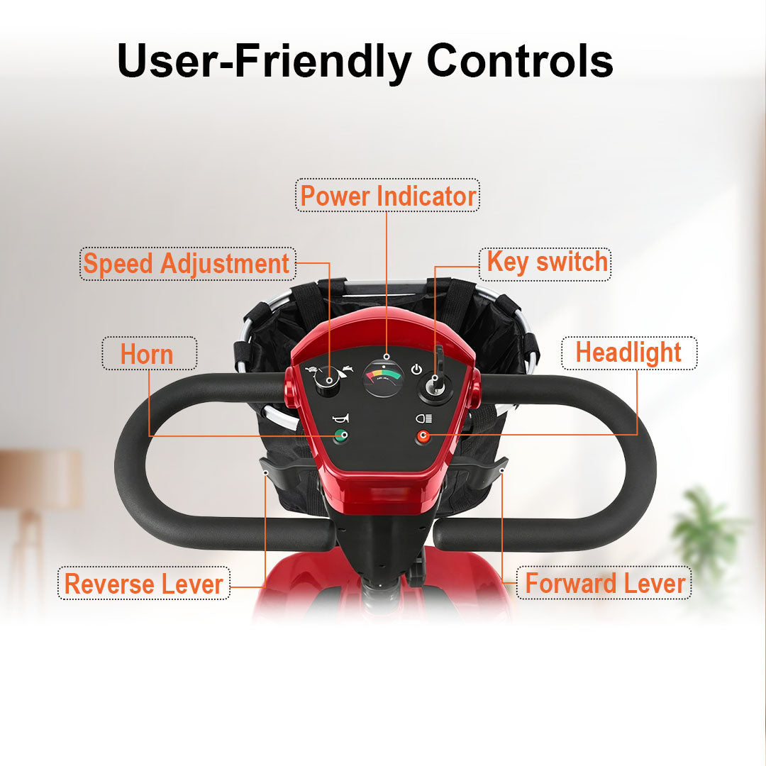 ECOMOBI MS02 4-Wheel Mobility Scooter for Seniors – Lightweight & Compact, Up to 15 Mi Range