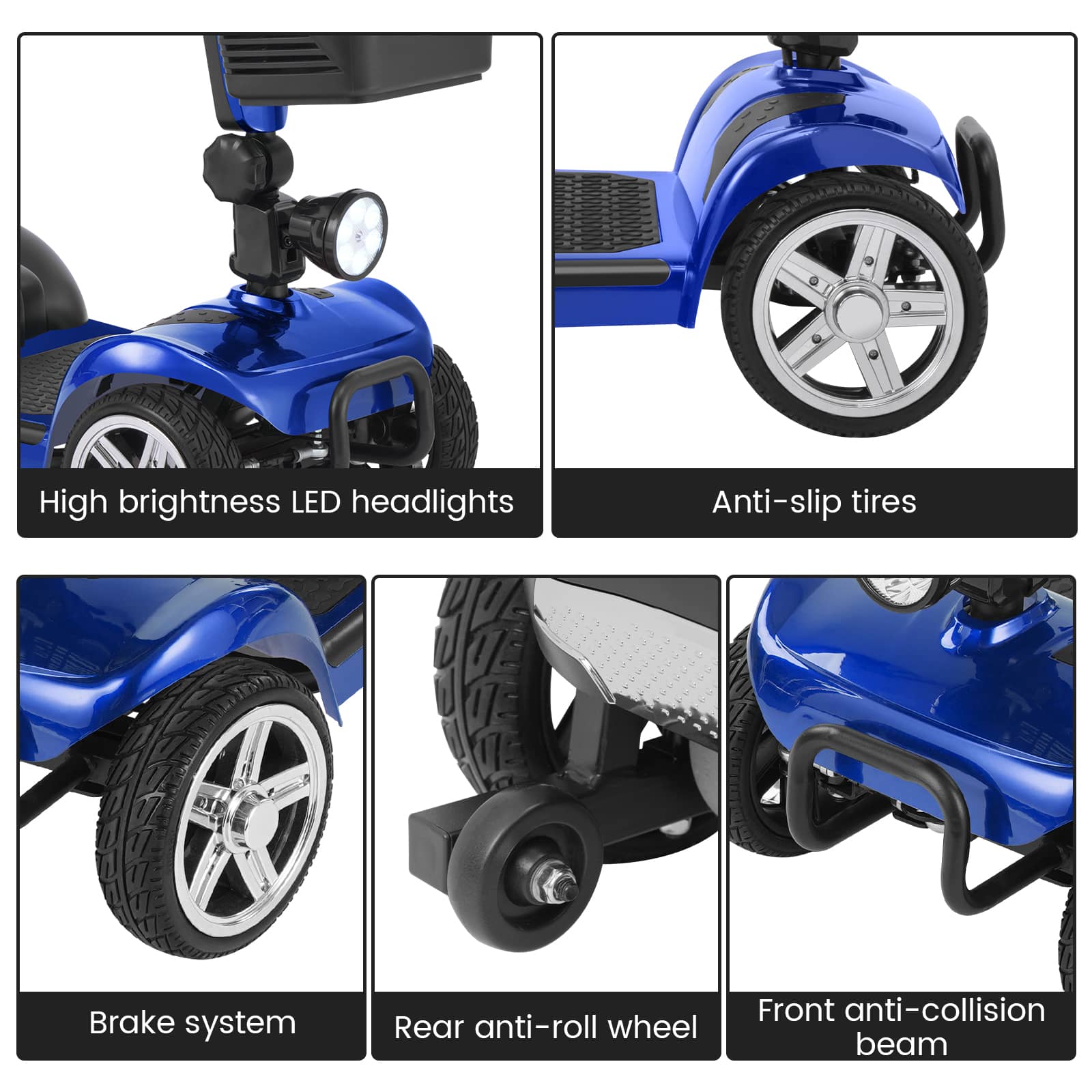 Ecomobi MS02 4-Wheel Mobility Scooter for Adults - 30-Mile Range | 7 MPH Speed
