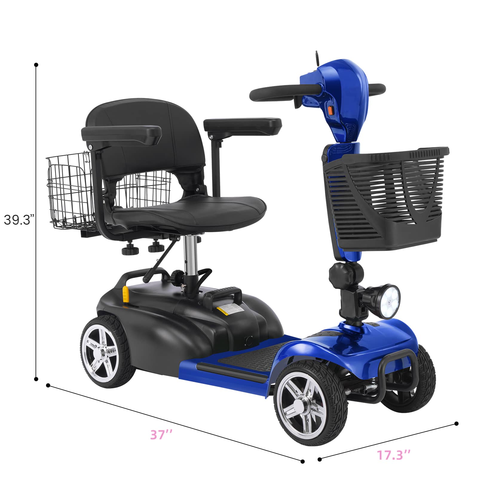Ecomobi MS02 4-Wheel Mobility Scooter for Adults - 30-Mile Range | 7 MPH Speed