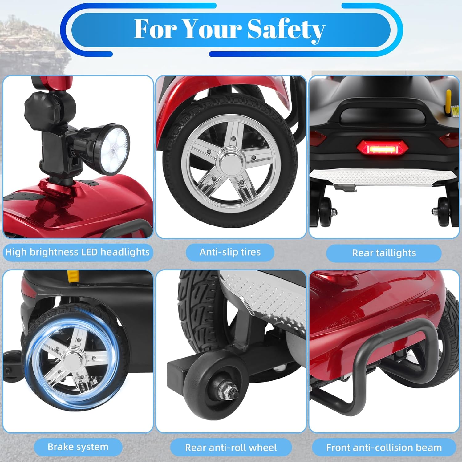 Ecomobi MS02 4-Wheel Mobility Scooter for Adults - 30-Mile Range | 7 MPH Speed