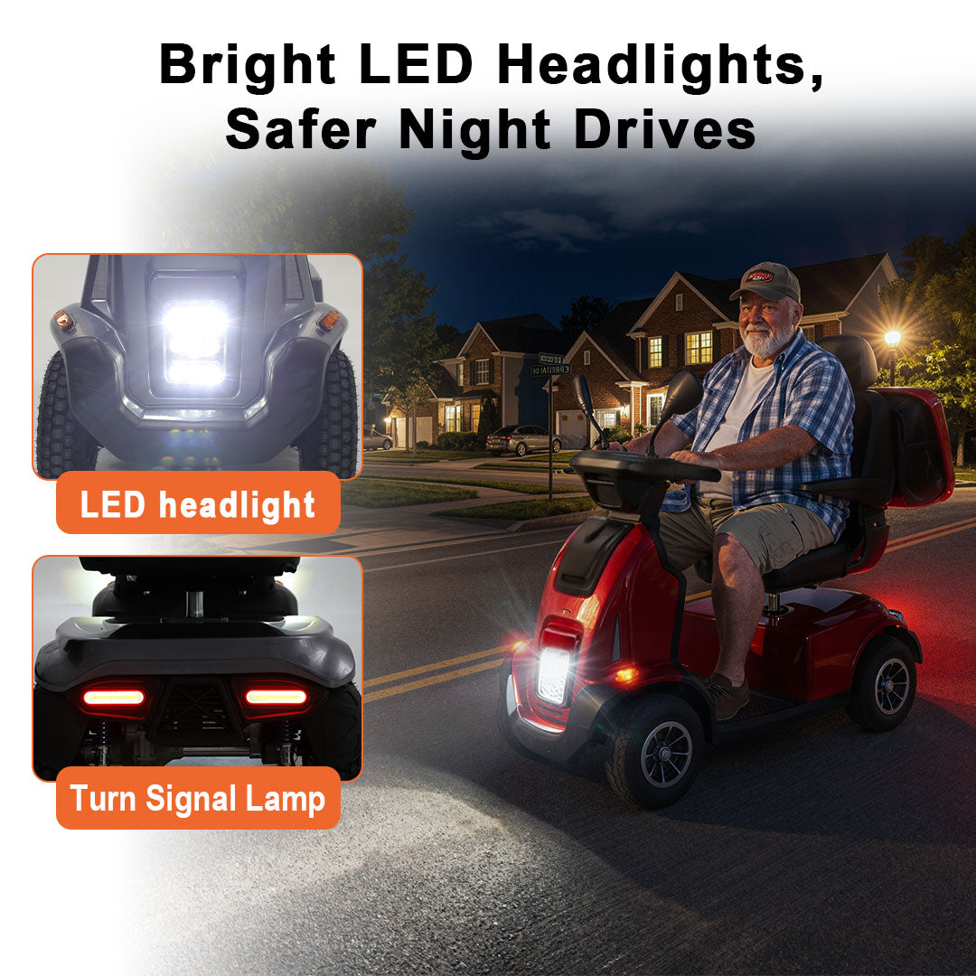 Ecomobi MS03 MAX Heavy-Duty Mobility Scooter for Seniors – 32-Mile Range | 550 lbs Capacity
