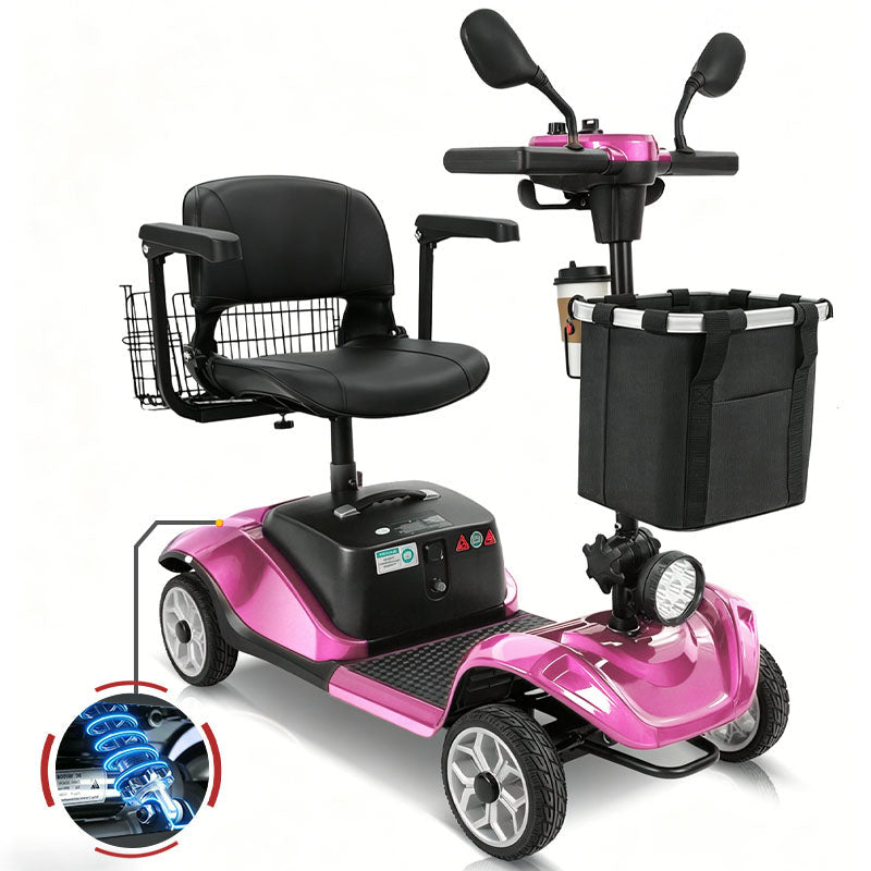 ECOMOBI M1 4-Wheel Foldable Mobility Scooter for Seniors – 15-Mile Range | 300 lbs Capacity