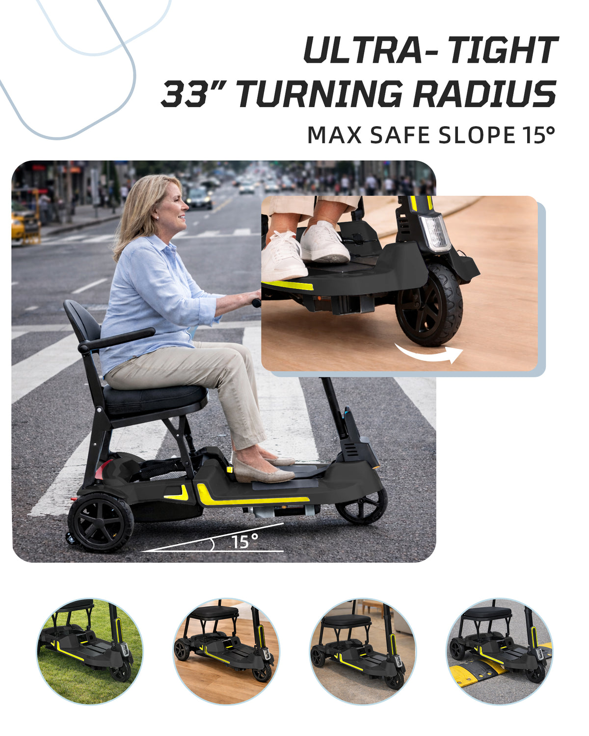 Mbxcooter 30 lbs Lightweight Foldable Mobility Scooter for Seniors & Adults, Portable 3-Wheel Electric Travel Scooter with 33" Turning Radius, Dual Airline-Approved Lithium Batteries, 20–32 Mile Range,Black