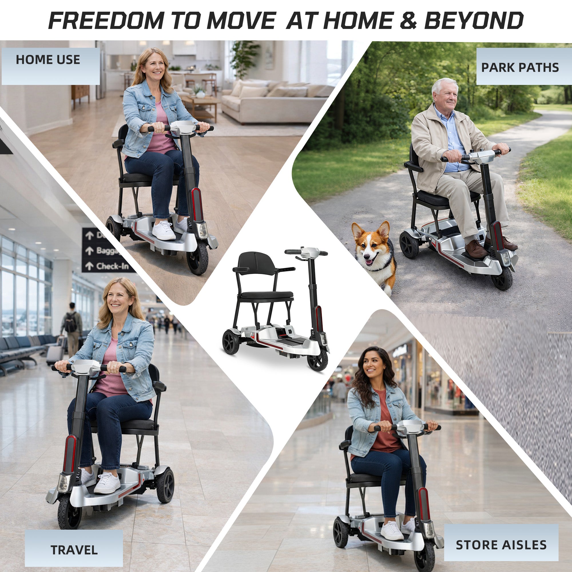 【Introducing the All-New】ECOMOBI M3 Lightweight Foldable Mobility Scooter for Seniors – 30 lbs, 33" Turning Radius, 20/32-Mile Range