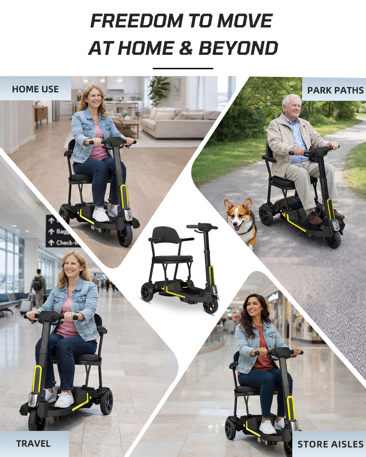 Mbxcooter 30 lbs Lightweight Foldable Mobility Scooter for Seniors & Adults, Portable 3-Wheel Electric Travel Scooter with 33" Turning Radius, Dual Airline-Approved Lithium Batteries, 20–32 Mile Range,Black